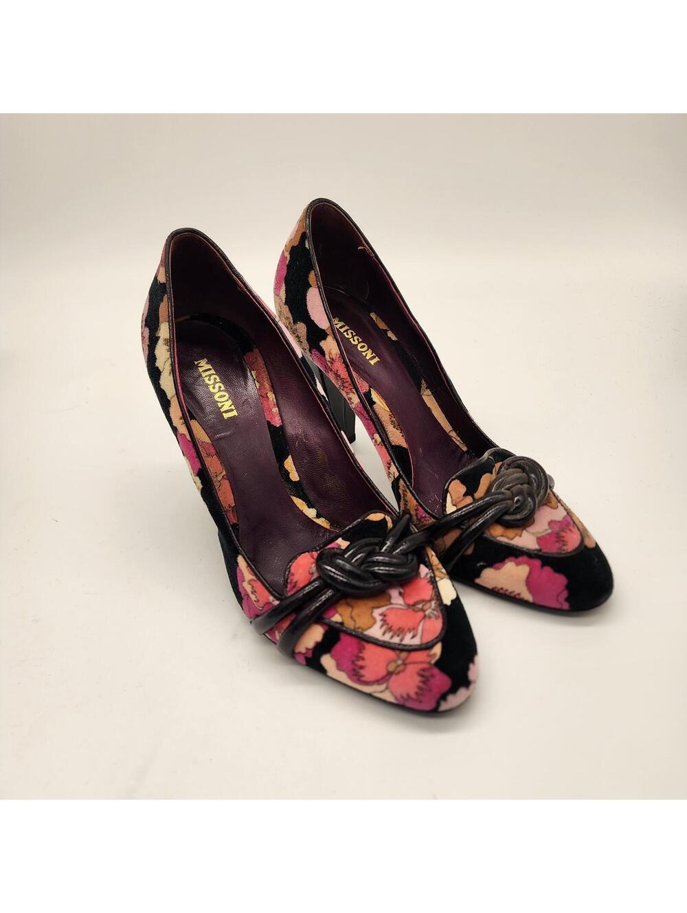 Missoni Multi Floral Velvet Heels Pumps Women’s eu 39 us 8.5 9 Designer Italy